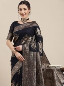 Black Saree with Golden Work